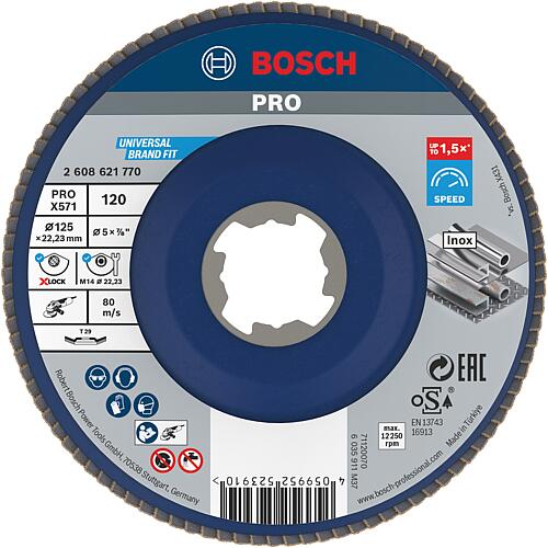 Disque abrasif a lamelles BOSCH coude avec insert X-Lock diam. 125mm K120