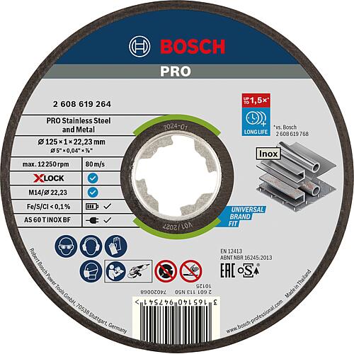 Disque a tronconner BOSCH® pr acier et inox ac insert X - Lock Ø 125 x 1,0 mm