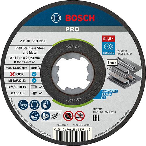 Disque a tronconner BOSCH® pr inox ac X-Lock insert Ø 115 x 1,0 mm