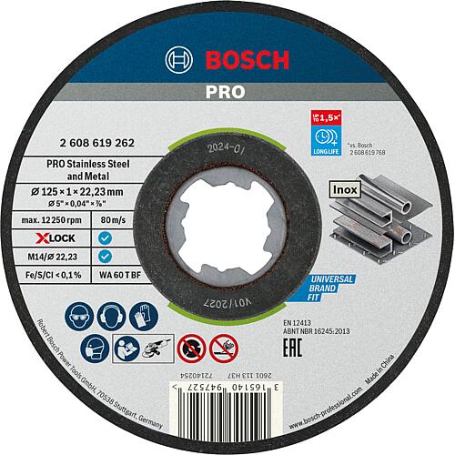 Disque a tronconner BOSCH® pr inox ac X-Lock insert Ø 125 x 1,0 mm