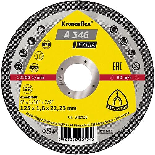 Disque à tronçonner KLINGSPOR A 346 EXTRA 125 x 1,6 x 22,23 mm, droit
