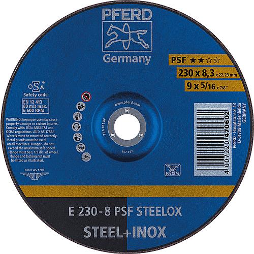 Disque à meuler PSF ligne universelle, coudé, pour inox (INOX) et acier  Standard 4