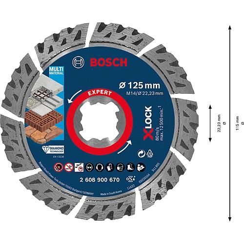 Disque de découpe diamanté Expert X-LOCK pour béton, béton armé, béton cellulaire, maçonnerie, tuiles, découpe à sec