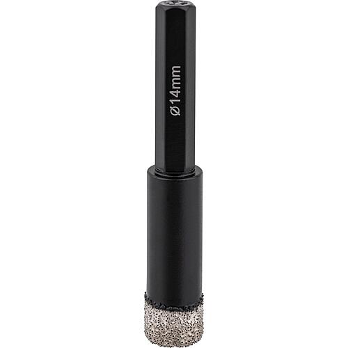 Couronne de perçage à sec Soldia Ø 14 mm, porte-outil 6 pans, refroidissement intégré