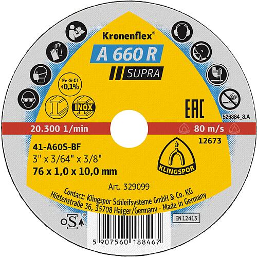 Disques à tronçonner KLINGSPOR A 660 R SUPRA 76 x 1 x 10 mm