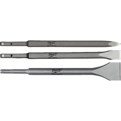 Kit de burins Milwaukee SDS-Plus, 3 pièces, burin pointu, plat, large 250 mm Standard 1