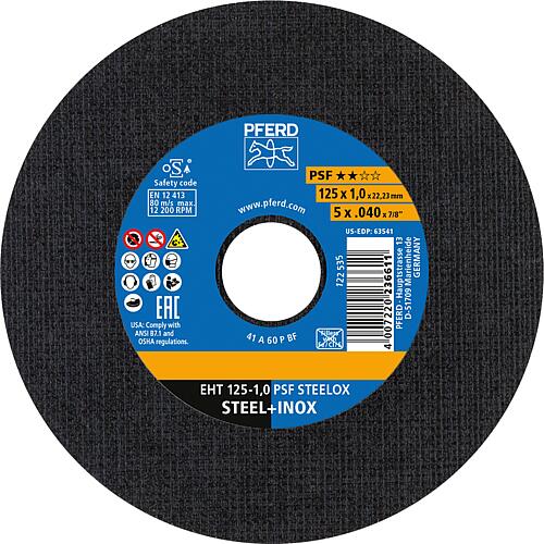 Disque à tronçonner PFERD ø 125 x 1,0 x 22,23 mm, droit, pour l'acier et l'acier inoxydable, conditionnement : 10 pièces Standard 1