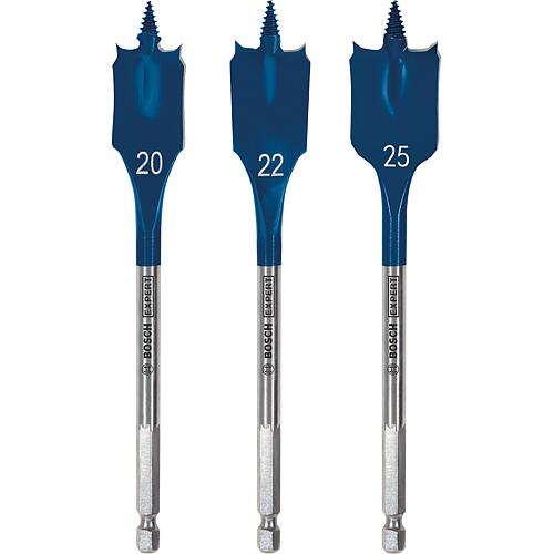 Foret à fraiser plat BOSCH 3 pièces Expert SELFCUT Ø 20/22/25mm, longueur 152 mm avec prise hexagonale 1/4" Standard 1
