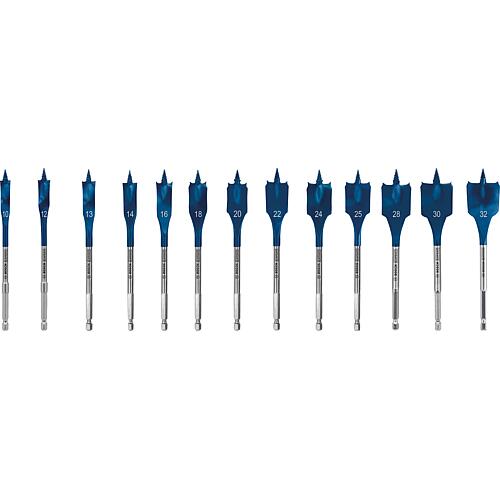 Foret à fraiser plat BOSCH EXPERT 13 pièces SELFCUT Ø 10/12/13/14/16/18/20/22/24/25/28/30/32mm, longueur 152 mm, admission hexagonale 1/4" Standard 1