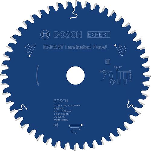 Lames de scie circulaire BOSCH EXPERT Ø 165 x 20 avec 48 dents Laminated Panel
