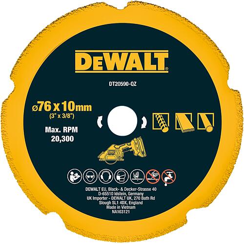Disque à tronçonner diamant DeWalt DT20590-QZ, ø 76 x 1,8 x 9,5 mm Standard 1