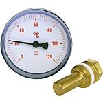 Thermomètre bimétal rouge, ø 63 mm, axial, DN15 (1/2")