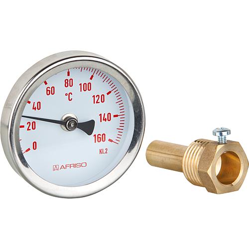 Thermometre a aiguilles bimetal solaire BiTh 63 0/160°C 45 mm 1/2" AX Kl. 2 rouge