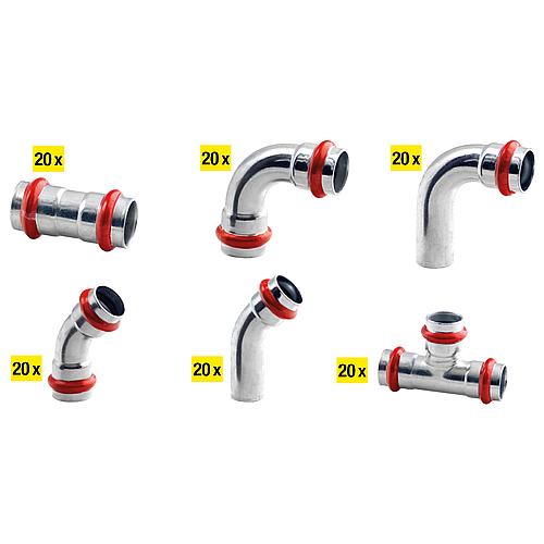 Raccords à sertir en acier C Paquet Contour V,
120 pièces Standard 1