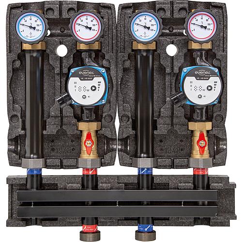 Groupe de distribution modulaire Evenes 2 x circuit direct, DN 25 (1")