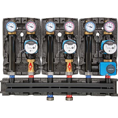 Groupe de distribution modulaire Evenes 2 x circuit direct, 1 x circuit mélangé DN 25 (1") Anwendung 1