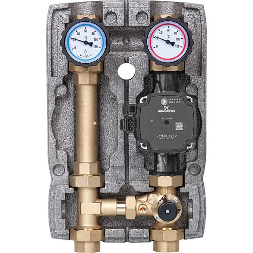 Set d'action 2x Module hydraulique Easyflow DN 25 (1") avec vanne mélangeuse 3 voies + 2x Servomoteurs Easyflow Anwendung 1