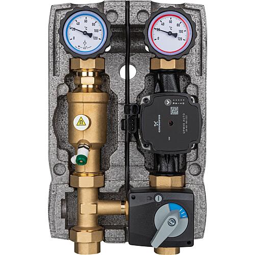 Kit de circuit de chauffage Easyflow DN25 (1") avec vanne mélangeuse à 3 voies avec séparateur de magnétite, pompe Grundfos UPM3S