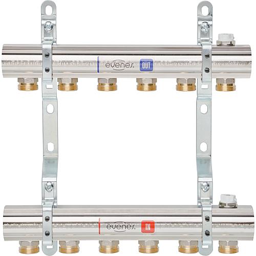 Repartiteur de chauffage EVENES type M1.6, DN25(1") laiton 6 circuits de chauffage