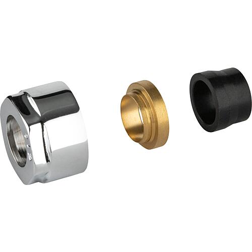 Raccord à compression pour robinetterie de radiateur design, version chromée, pour tube en cuivre ø 15 mm Standard 1