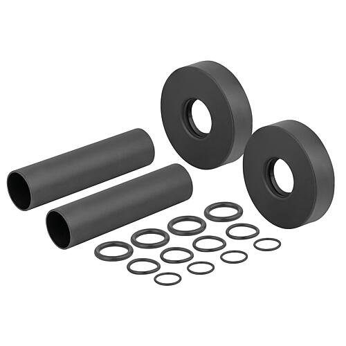 Set de rosaces individuelles et d'habillage pour robinetterie de radiateur design, noir Standard 1