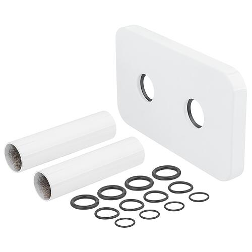 Set de rosaces doubles et d'habillage blanc, longueur de tube 70 mm