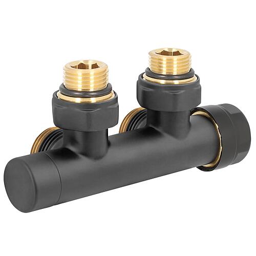 Bloc de robinets thermostatiques design NN, noir, DN 20 (3/4") Standard 1