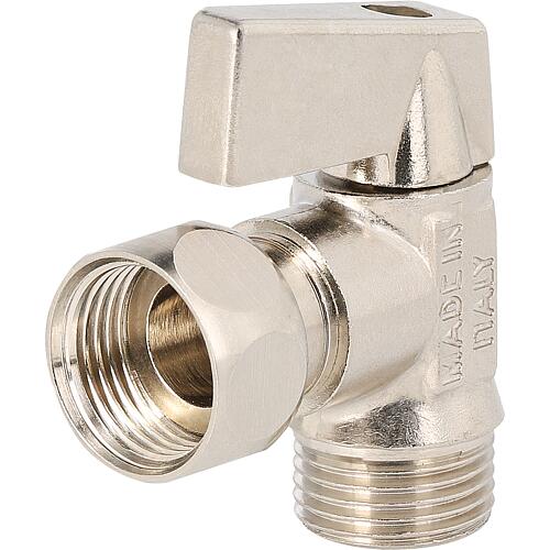Mini-robinet à bille Mâle x Écrou-tournant, version d'angle Standard 1
