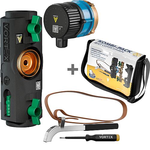 Combipack VORTEX - kit de circulation 155 + moteur de pompe universel BWO 155 sans module de régulation
 Standard 1