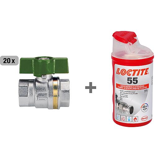 Paquet avantage 20x Robinets à boisseau sphérique laiton Aster F x F Standard 1