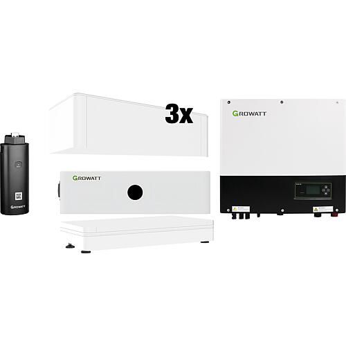 Kit d'accumulateurs PV, Growatt, 8 Eau froide avec courant de secours, 7,68 Eau froideh d'accumulateur extensible sous conditions, 7 pièces Standard 1