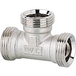 raccord eurocône coude 90° mâle x mâle x femelle pièce en Té nickelé