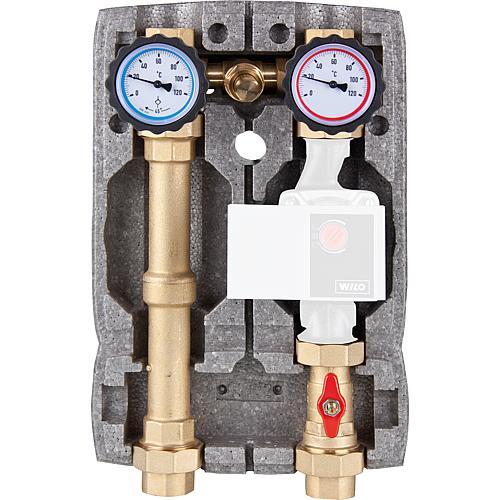 Kit modules hydrauliques Easyflow DN25 R1" avec soupape différentielle et isolation EPP type 4, non mélangé Standard 1