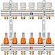 Collecteur de chauffage Evenes type M6.6, DN25(1") laiton, 6 circuits de chauffage, a. débitmètre