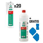 Kit de silicone sanitaire blanc RAMSAUER 450, 20 pièces + lisseur et kit de lissage des joints OFFERTS