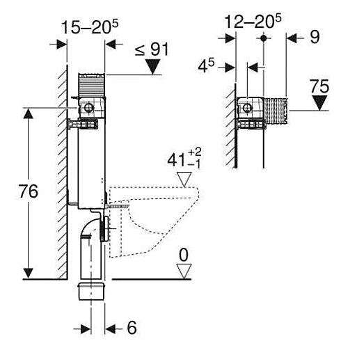 Bâti-support WC Duofix, 980 mm, avec réservoir encastré Omega Standard