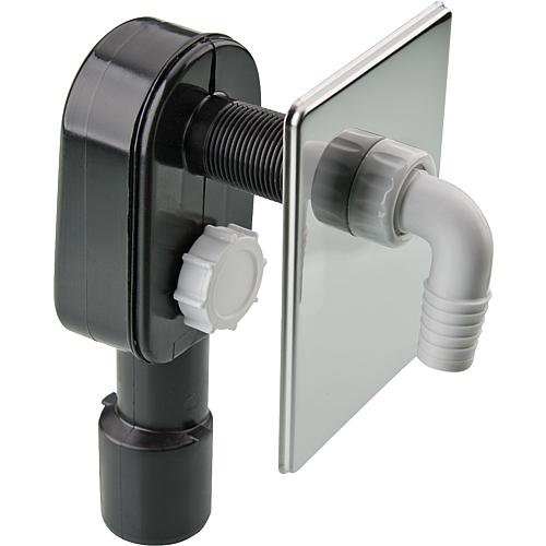 Siphon encastre PE avec rosace en inox DN 40/50
