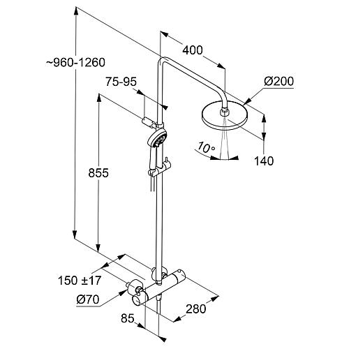 Colonne de douche  Kludi  avec mitigeur thermostatique Dual-Shower-System Standard 2