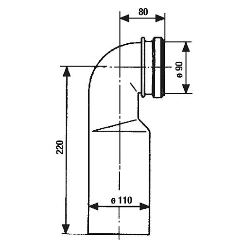 Coude de raccordement en PE pour WC mural 90° Anwendung 1