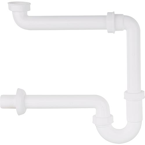 Siphon tubulaire peu encombrant DN32 (1 1/4") x 32 mm plastique blanc