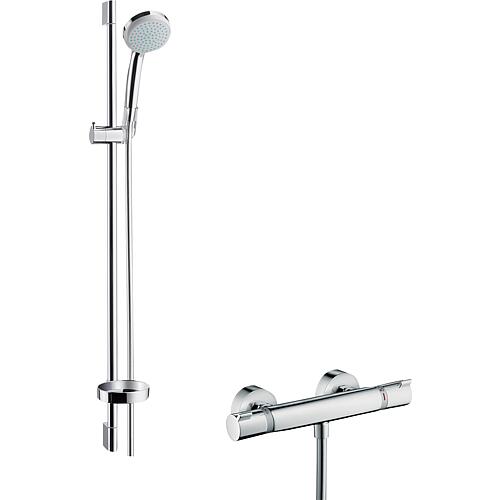 Colonne de douche Hansgrohe, chromé, avec Ecostat Confort, Croma 100,Vario et Unica'C 900mm