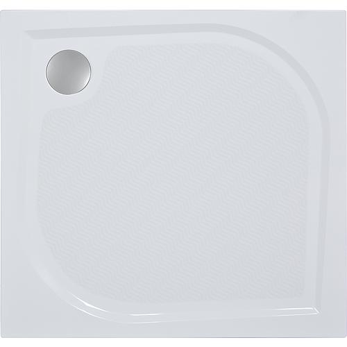 Receveur de douche EBBY carré 900x38x900 mm anti-glisse en fonte minérale, blanc