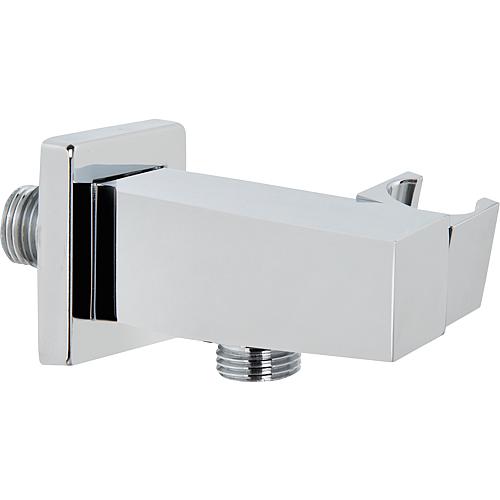 Coude de raccord mural Design support de douche inclus modèle carré DN15 (1/2'') chrome