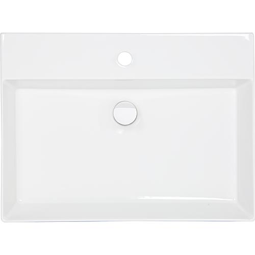 Vasque Elayla avec trou de robinet en céramique, blanc 600x130x450 mm