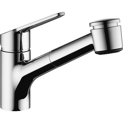 Mitigeur d'évier KWC Isla douchette extractible saillie 225 mm chrome