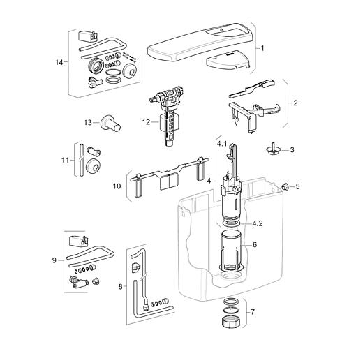 Pièces de rechange pour réservoir de chasse apparent AP 140  Standard 1