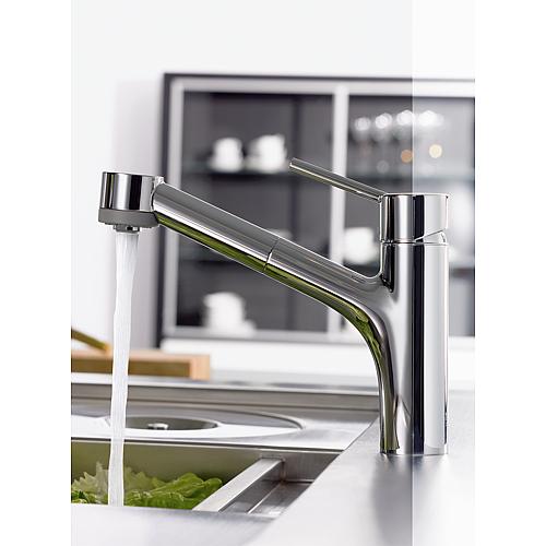 Mitigeur d’évier Hansgrohe Talis-S, douchette extractible, déport 220 mm, chromé