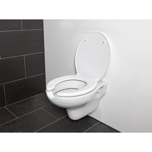 Lunette WC Elida, ouverture hygiénique sur le couvercle ouvert