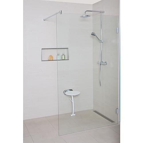 Siège de douche rabattable Elida, rond avec pied d'appui Anwendung 1