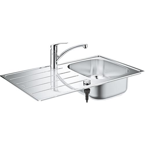 Grohe Kit evier Eurosmart contenant evier en inox K200 + mitigeur Eurosmart 93 185 81